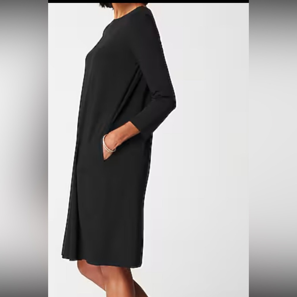 J Jill Black Knit V-Neck Dress Sz Lg Petite